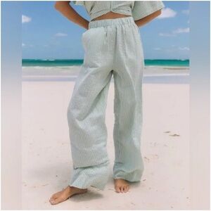 Daily Drills Green Seersucker Pants